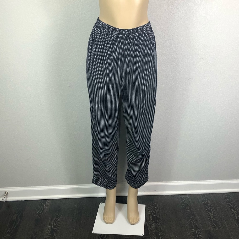 Vintage Super High Waisted Navy Blue Polka Dot Pants